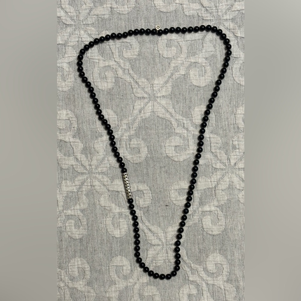 John Hardy onyx beat necklace with silver station